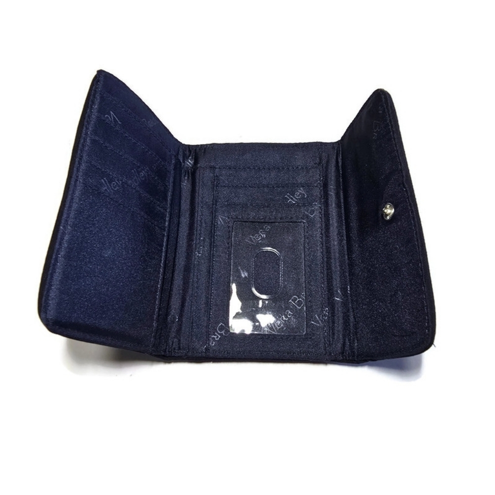 Vera Bradley Womens Navy Blue Quilted Tri-Fold Small Wallet 5x4 - Picture 4 of 7